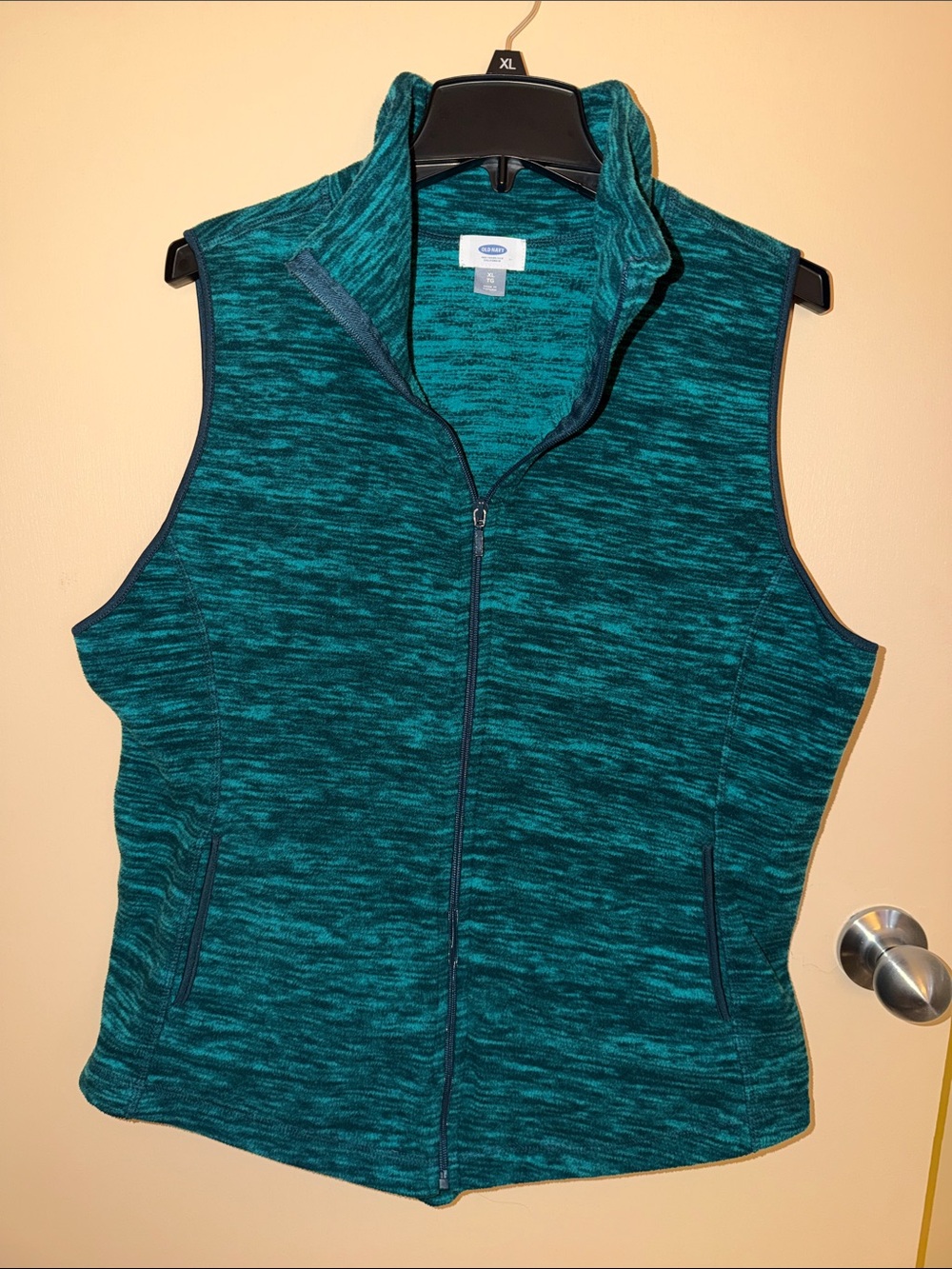 Old Navy Teal Space-Dye Zip Fleece Zip-up Vest